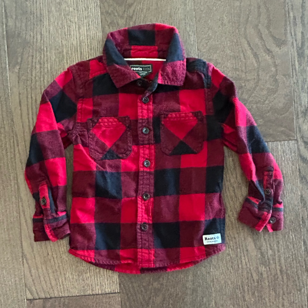 Roots Size 2T Toddler Boy's Plaid Button Down Shirt